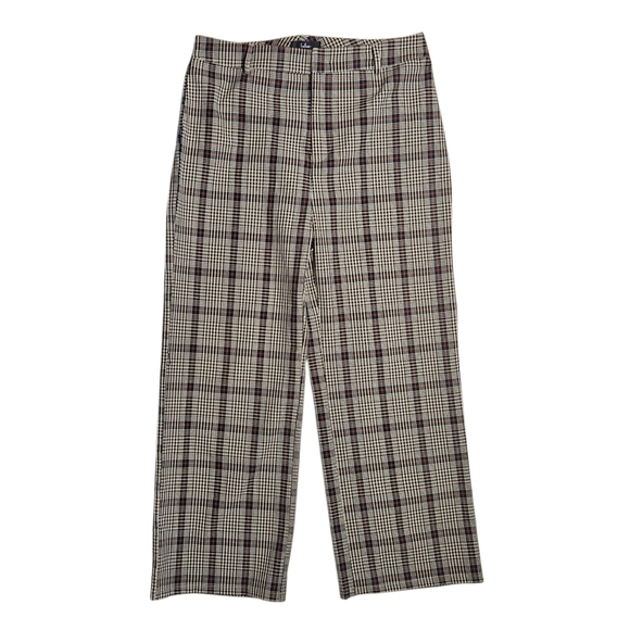 Lulus Checked and Stylish Tan Plaid High-Waisted Wide-Leg Pants size XL NWOT - Picture 1 of 7